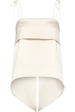 By Malina Mette Open Back Strappy Top Tops Blouses Sleeveless White