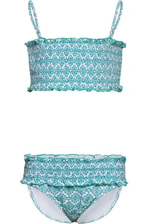 MANGO Printed Bandeau Bikini Bikinit Green