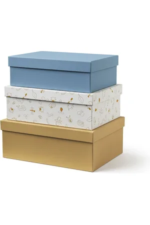 Kids Concept Storage Boxes 3 Set Blue Home Kids Decor Storage Storage Boxes Multi/patterned