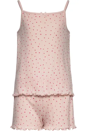 Lindex Pajama Pointelle Ss Pyjamasetti Pyjama Pink