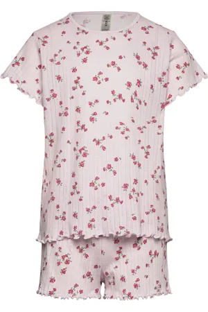 Lindex Pyjama Tee Shorts Set Aop Flow Pyjamasetti Pyjama Purple