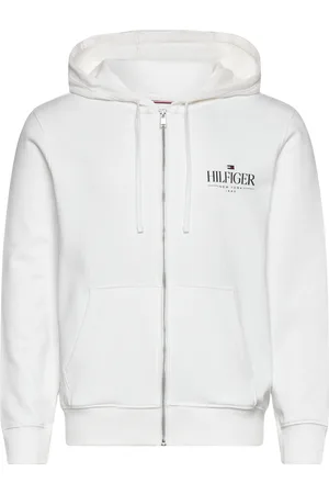 Tommy Hilfiger Hilfiger Stacked Hooded Zip Th Tops Sweat-shirts & Hoodies Hoodies White