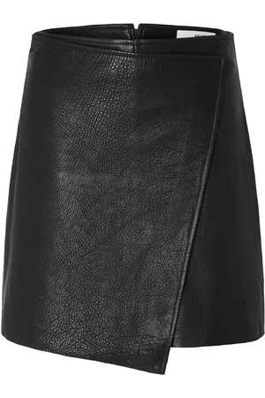SELECTED Slfcarol Hw Short Leather Skirt Lyhyt Hame Black