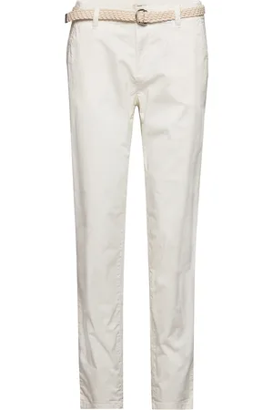ESPRIT Chinos With A Braided Belt Bottoms Trousers Chinos White