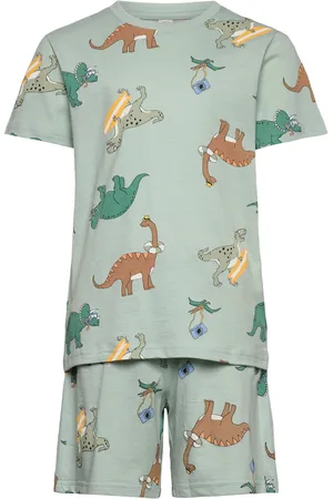 Lindex Pyjama Tee Shorts Vehicle Boat Pyjamasetti Pyjama Blue