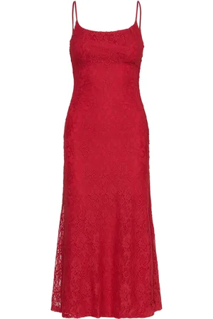 Bardot Ruby Lace Midi Dress Polvipituinen Mekko Red