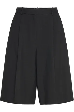 MANGO Linen-Blend Suit Bermuda Shorts Bottoms Shorts Bermudas Black