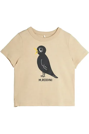 Mini Rodini Blackbird Sp Ss Tee Tops T-shirts Short-sleeved Beige