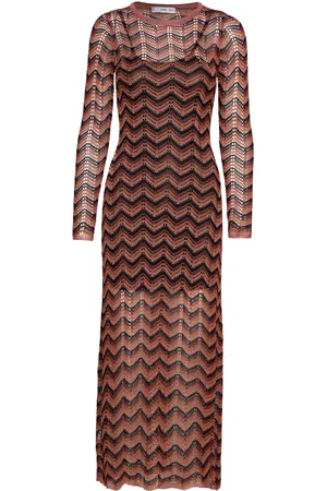MANGO Lurex Knitted Dress Polvipituinen Mekko Brown