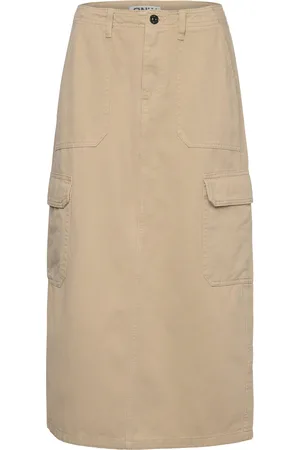 ONLY Onlmalfy Long Cargo Skirt Pnt Polvipituinen Hame Beige