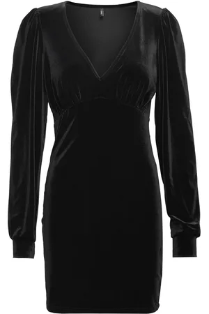 ONLY Onlsmooth L/S V-Neck Dress Jrs Lyhyt Mekko Black