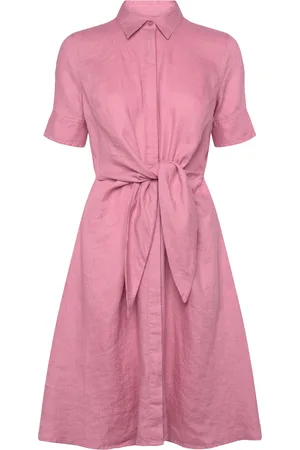 Ralph Lauren Tie-Front Linen Shirtdress Lyhyt Mekko Pink