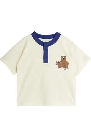 Mini Rodini Camp Rodini Sp Ss Grandpa Tops T-shirts Short-sleeved Cream