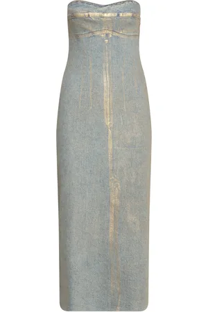 MANGO Denim Foil Dress Maksimekko Juhlamekko Blue