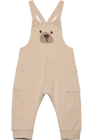 Lindex Dungerees W Placement Animal Bottoms Dungarees Beige