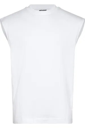 Weekday Loose Fit Square Cotton Tank Top Tops T-shirts Sleeveless White
