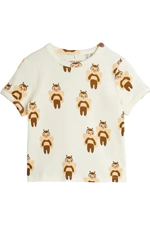 Mini Rodini Bees Aop Ss Tee Tops T-shirts Short-sleeved Cream