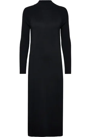 ESPRIT Women Dresses Flat Knitted Kneelength Polvipituinen Mekko Black