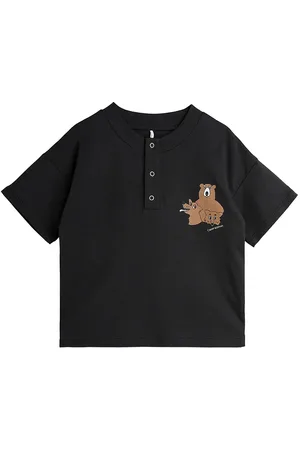 Mini Rodini Camp Rodini Sp Ss Grandpa Tops T-shirts Short-sleeved Black