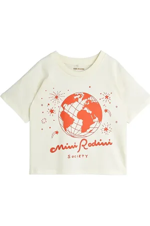 Mini Rodini Society Sp Ss Tee Tops T-shirts Short-sleeved Cream