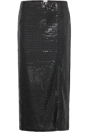 Y.A.S Darkness Hw Midi Skirt - Show Polvipituinen Hame Black
