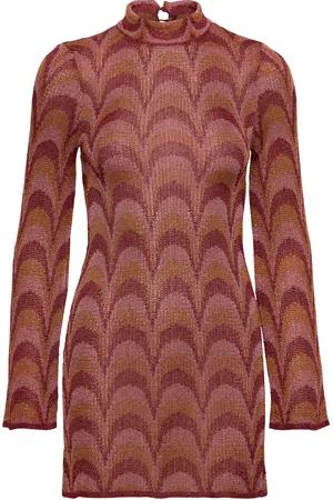 MANGO Lurex Knitted Dress Lyhyt Mekko Brown