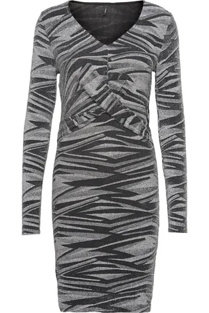 ONLY Onlqueen L/S V-Neck Glitter Dress Jrs Lyhyt Mekko Grey