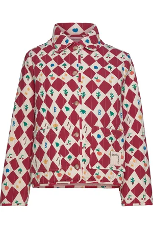 Bobo Choses Harlequin Printed Quilted Cropped Jacket Tikkitakki Red