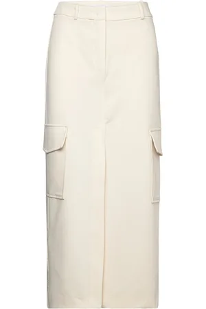 MANGO Cargo Skirt With Slit Pitkä Hame Cream