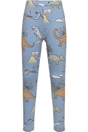 Lindex Leggings Dino Aop Bottoms Leggings Blue
