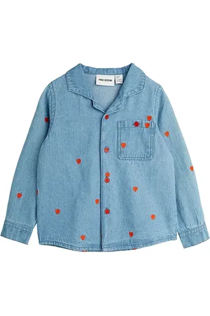 Mini Rodini Mini Hearts Aoe Woven Ls Shirt Outerwear Jackets & Coats Denim & Corduroy Blue
