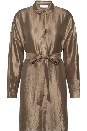 SELECTED Slfsilva-Tonia Ls Shirt Dress B Lyhyt Mekko Gold