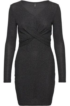 ONLY Onlqueen L/S V-Neck Glitter Dress Jrs Lyhyt Mekko Black