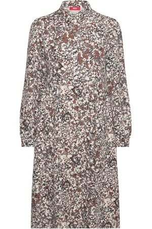 ESPRIT Patterned Shirt Dress Polvipituinen Mekko Brown