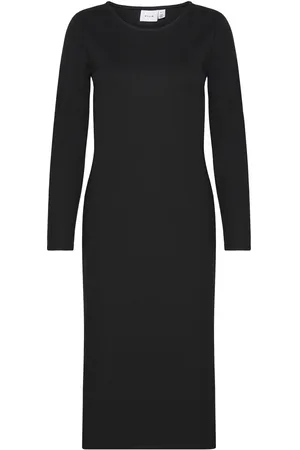 VILA Viarmer L/S Long Dress Polvipituinen Mekko Black
