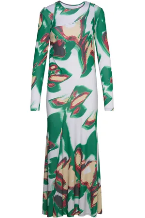 WoodWood Erica Print Wrap Dress Maksimekko Juhlamekko Green