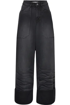 Cannari Concept Black Wash Loose Jeans Bottoms Jeans Wide Black