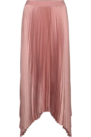 MANGO Irregular Pleated Skirt Polvipituinen Hame Pink