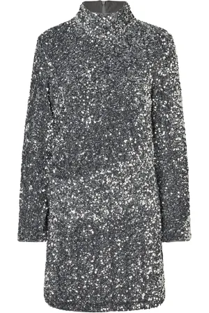 Second Female Shimmer Slim Dress Lyhyt Mekko Silver