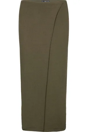 MANGO Knit Wrap Skirt Pitkä Hame Green