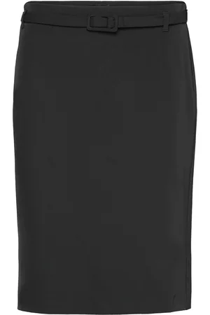 MANGO Pencil Belt Skirt Polvipituinen Hame Black
