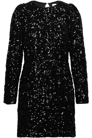 SELECTED Slfcolyn Ls Short Sequins Dress B Lyhyt Mekko Black