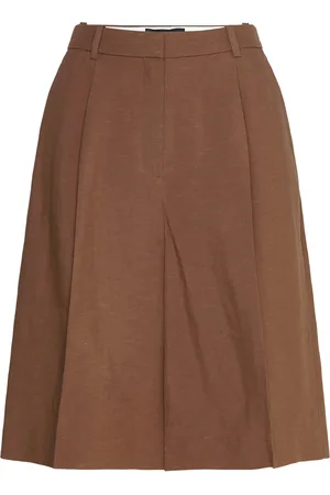 MANGO Linen-Blend Suit Bermuda Shorts Bottoms Shorts Bermudas Brown