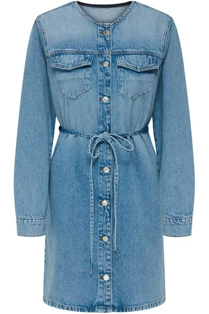 ONLY Onlminnie No Collar Belt Denm Dress Lyhyt Mekko Blue