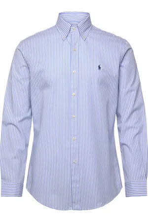Ralph Lauren Custom Fit Striped Stretch Poplin Shirt Tops Shirts Casual Blue