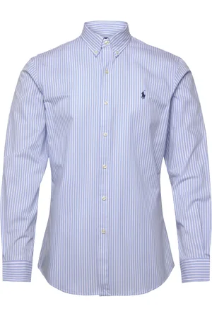 Ralph Lauren Slim Fit Striped Stretch Poplin Shirt Tops Shirts Casual Blue
