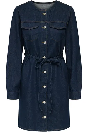 ONLY Onlminnie No Collar Belt Denm Dress Lyhyt Mekko Navy