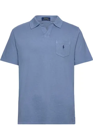 Ralph Lauren Standard Fit Cotton-Linen Polo Shirt Designers Polos Short-sleeved Blue