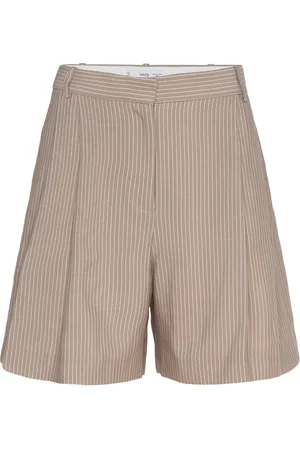 MANGO Striped Suit Bermuda Shorts Bottoms Shorts Bermudas Beige