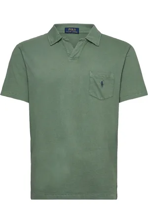 Ralph Lauren Standard Fit Cotton-Linen Polo Shirt Designers Polos Short-sleeved Green